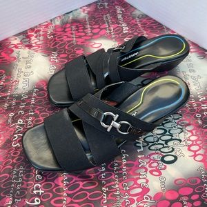 AirStep Blayer Stretch Black Open-Toe Slip-On Sandals Size 7 1/2